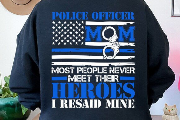 Police Officer Mom Thin Blue Line Svg